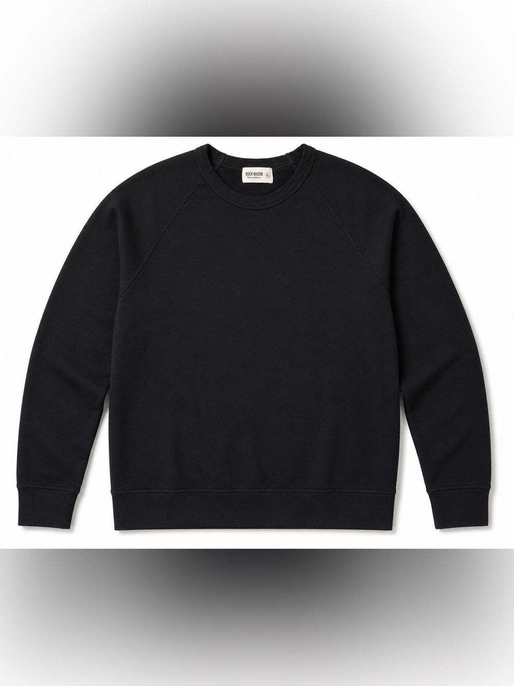 Buck Mason French Terry Raglan Crewneck Sweatshirt Black Made in USA XL